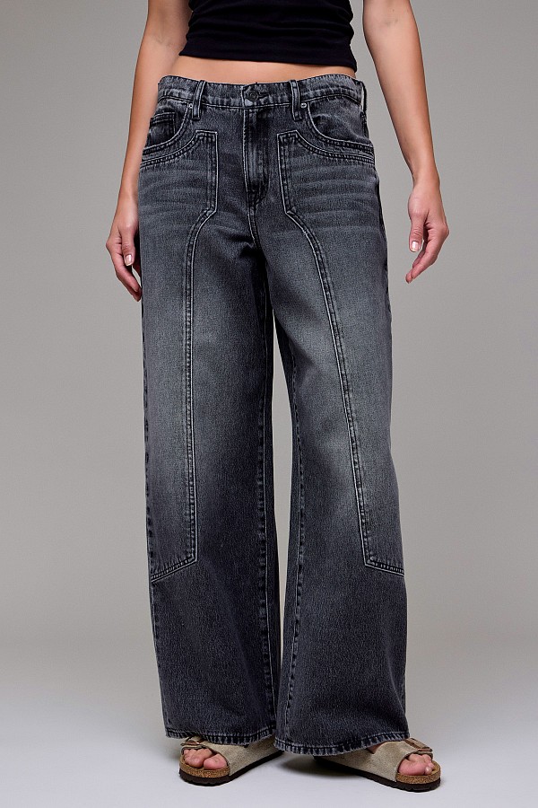 Grey Classic Patch Oversized Baggy Jean